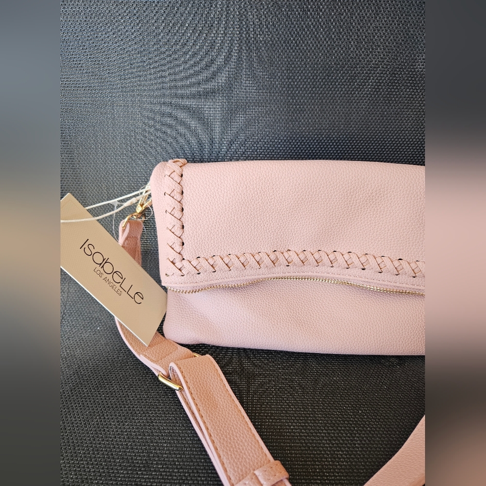 Isabelle Los Angeles Pink Leather Clutch Crossbody Bag - Picture 2 of 8